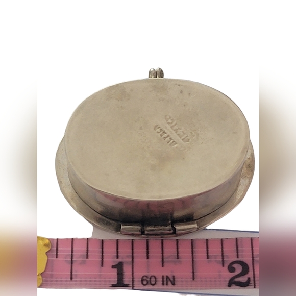 Alpaca Mexico Abalone Floral Inlay Pill Box Hinged Snuff Trinket Vintage Silver - Picture 15 of 17